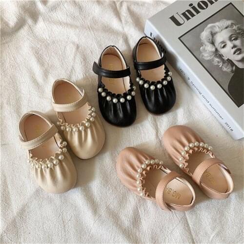 1-6 Years Baby Soft Leather Shoes Spring Summer Autumn Baby Girls Mary Janes Beading Shoes Kids Princess Dress Shoes Size 21-30