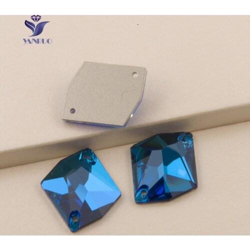 YANRUO 3265 Cosmic Blue Zircon Glass Crystal Sew On Glass Stones Rhinestones AAAAA Flat back Shoes For Jewelry