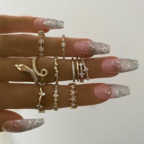 2021 matching rings for women gold plated jewelry snake ring set anillo bague femme anillos slytherin emo accessories wholesale