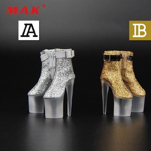 ZY1020A/B 1/6 Womens High Heel Boots with Transparent Bottom Hollow Inside Female Figure Accessory without Feet for 12'' Body