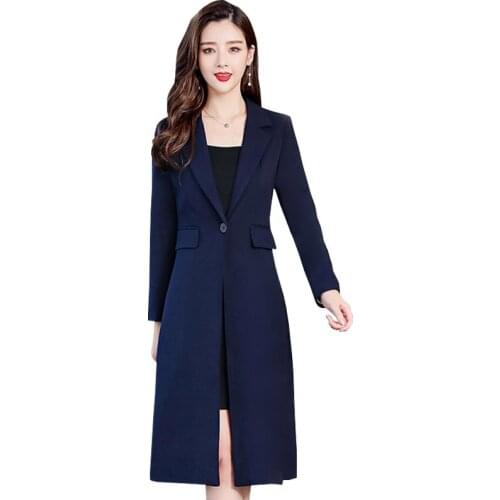Long suit jacket women spring and autumn 2019 new long section one button suit collar slim woman coat