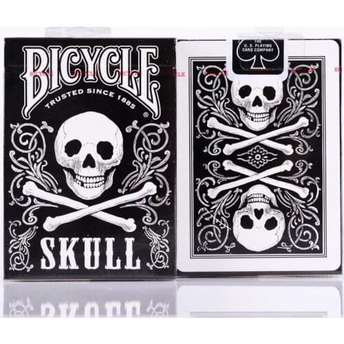 1pcs Bicycle Black Skull Deck Magic Cards Playing Card Poker Close Up Stage Magic Tricks for Professional Magician Free Shipping