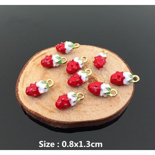 10pcs Enamel Strawberry/Cherry Charms For Women Handmade Bracelet Necklace Earring Hair accessories Diy Jewelry Findings Bijoux