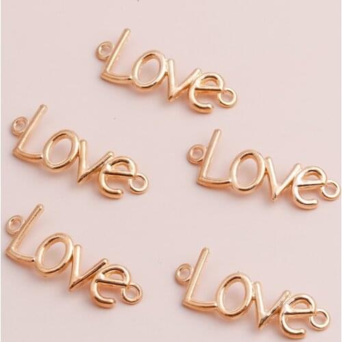 5pcs Gold Color Big Letters Love Connectors for DIY Bracelets Necklaces 40x15mm Big Statement Pendants Charms Accessories