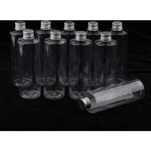 10 Pcs Food Grade Plastic Juice Liquid Cosmetics Bottle w/ Aluminum Cap 250ml