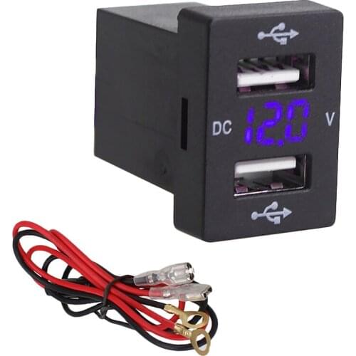 12V Car Charger with Fuse for Toyota 5V 4.2A Car Charging Socket Charger for Phone LED Display Meter Voltmeter