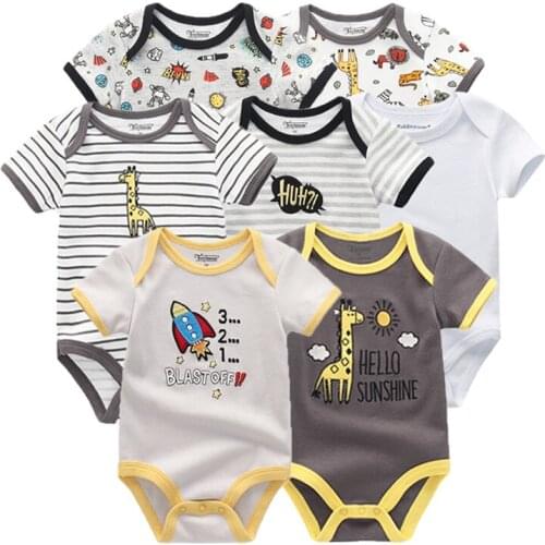 2019 Baby Boy Clothes Newborn Unicorn Baby Girl Clothes Bodysuits Jumpsuit Clothing Sets Ropa be 0-12M Short Sleeve 7PCS/lot