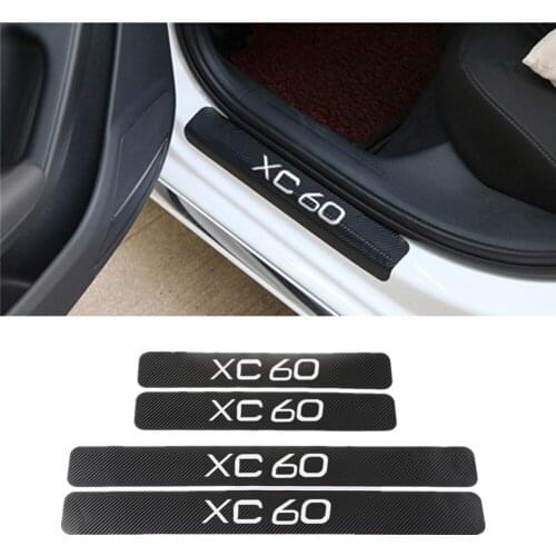 4pcs Carbon fiber Door Sill Scuff Car Door Plate Car Stickers For Volvo XC60 2015-2017 Accessories Car Styling