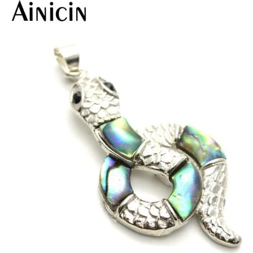 New Arrival Rainbow Color Abalone Shell Snake Pendants Fashion Lovely Girls Birthday Gift Jewelry 5pc/lot