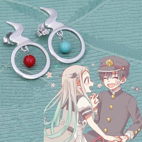 Anime Jibaku Shounen Toilet-Bound Hanako kun Yugi Amane 925 Silver Earring Eardrop Yahiro Nene Ear Ring Eartud Couple Lover Gift