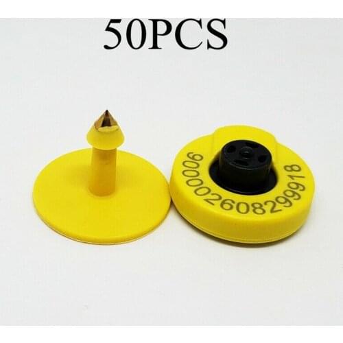 134.2Khz FDX-B Cattle Ear Tag TPU with RFID Microchip Animal Cow Chip Id Sheep Goat Label Pig Swine Ear Tags Yellow 50pcs