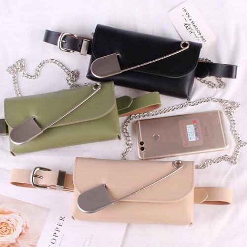 Brooch decorate Belt bag Pin package fashion Woman chain single shoulder bag Inclined shoulder bag Mobile phone bag