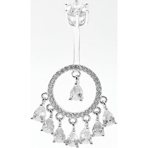 Zircon Dreamcatcher tassel dangling belly button ring navel piercing 925 sterling silver women body piercing jewelry