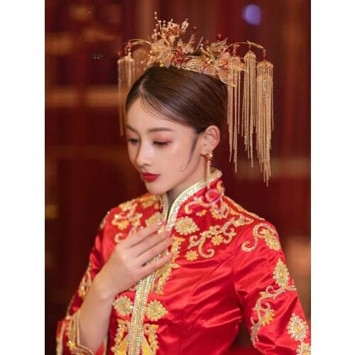 NiuShuya Chinese Hanfu Accessories Handmade Classical Tassel Hair Crown Womens Traditional Headdress New Style Hair accessories