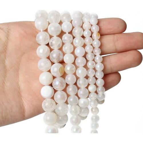 6 8 10mm Natural Dragon Vein Agates Beads White Plated Cracked Crystal Round Beads for Jewelry Making DIY Handmade Bracelet 15