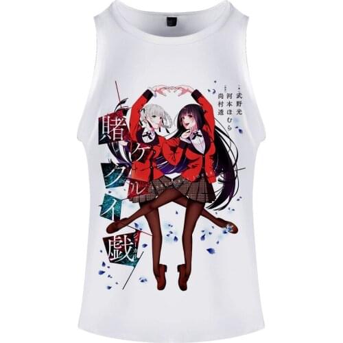Kakegurui Round Anime Jabami Yumeko Cosplay Neck Vest Sleeveless Breathable Mens Boys clothes Womens Girls Summer Tank Tops