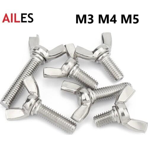 M3 M4 M5 304 Stainless Steel Butterfly Bolt Wing Thumb Wing Screw Claw Hand Tighten Scews 6mm 8mm 30mm 40mm 50mm