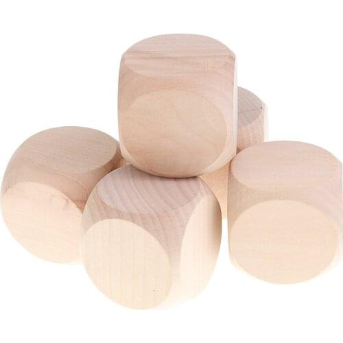 MagiDeal Blank Wooden Dices Set/5pcs Board Game D6 Blank Dice 6 Sided Dices for Roleplaying Game DND RPG MTG