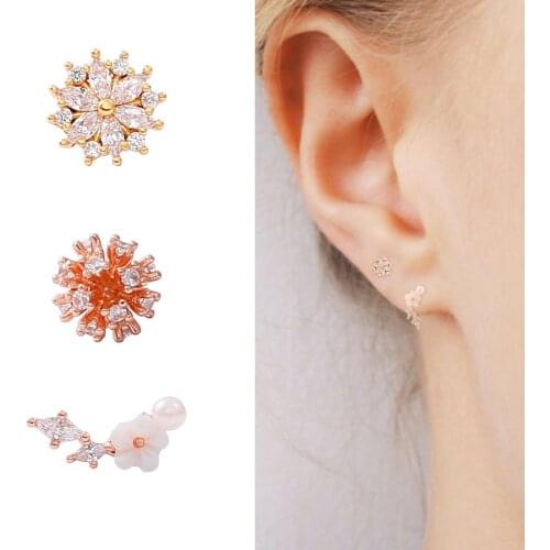 1Pc Fashion Cz Cartilage Earring Stainless Steel Helix Piercing Jewelry Conch Rook Lobe Tragus Stud Earring Piercing Jewelry