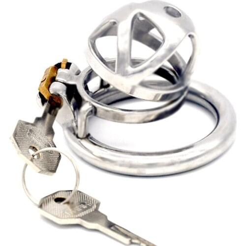 Male Chastity Cage Bondage Belt Metal Cock Device Stainless Steel Bird Lock Penis Rings Chastity Device BDSM Sex Toys For Men