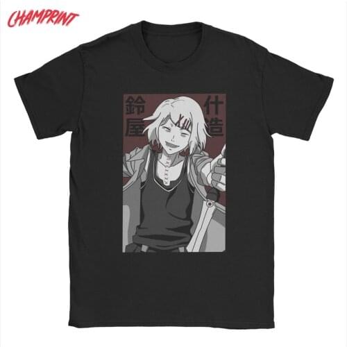 Mens Juuzou Suzuya Tokyo Ghoul T Shirt Anime Pure Cotton Clothing Humorous Short Sleeve Crewneck Tees Plus Size T-Shirts