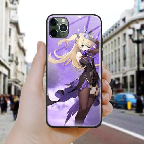 Fischl Genshin impact fanart Soft Silicone Glass Phone Case Cover Shell For iPhone SE 6 6s 7 8 Plus X XR XS 11 12 Mini Pro Max