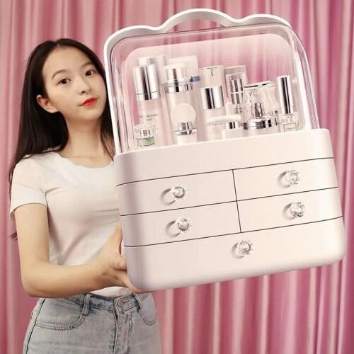 2021 new cosmetics storage box dustproof large capacity home desktop dressing table lipstick skin care products shelf