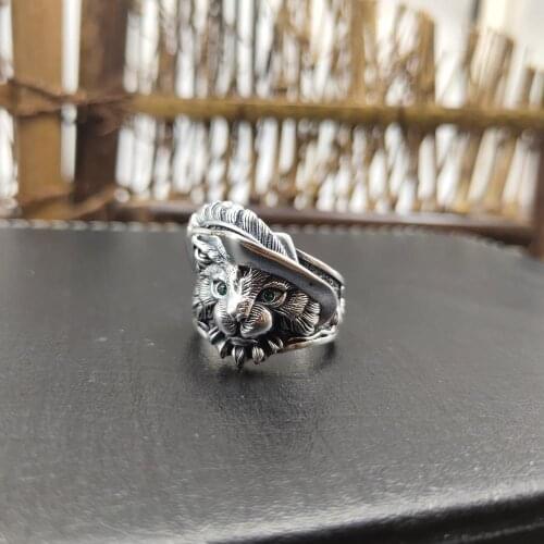New Trendy Personalized Cute Adjustable Civet Cat Ring Antique Silver Color Plated Paguma larvata jewelry