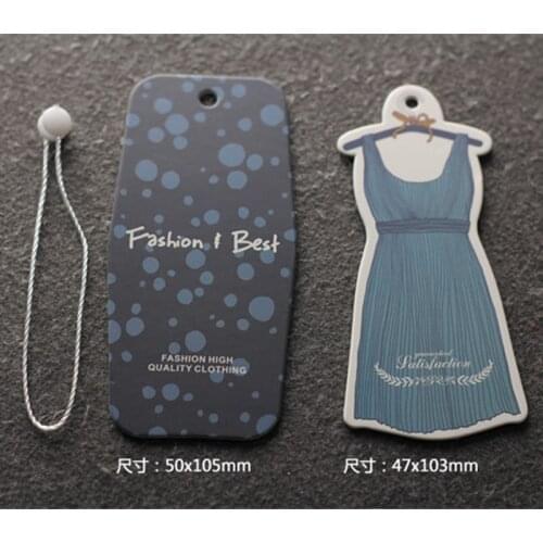 Wholesale New Design Custom Brand Name Logo Offset Printing dress for girl Hang Tags with Vintage white card Paper