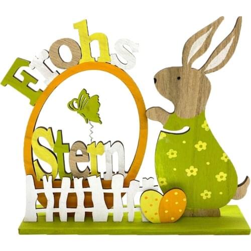 Easter Wooden Rabbit Decoration Bunny Easter DIY Wood Craft Happy Easter Party Favors Toys Gift Table Decor For Home