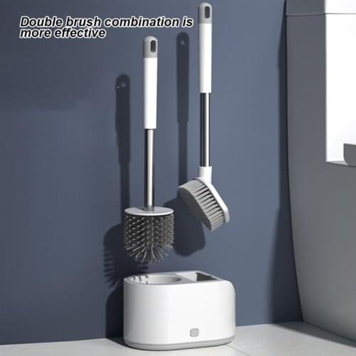 Toilet Brush Long Handle Bathroom Brush Drain Kitchen Wall-Mounted Cleaning Brush Set Home Bathroom Accessories