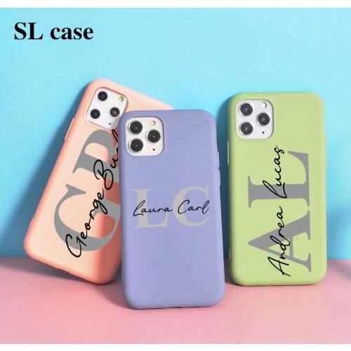 Personalized Name Initials for iphone Case DIY Letter 12 Mini Funda SE 2020 Silicone Cover for iPhone 11 Pro Max 8 Plus XS XR 7