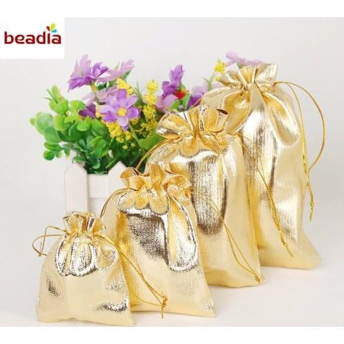 Good Quality 10Pcs Different Size Gold&Silver Color ORGANZA Wedding Favour GIFT BAGS Jewellery Pouches,jewelry bag