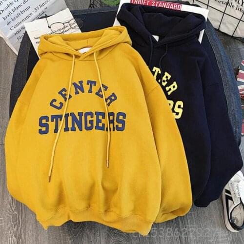 Zuolunouba Vintage Thick Section Womens Sweatshirt Letter Harajuku Women Hoody Sweatshirt Fashion Long Sleeve Lady Pullover