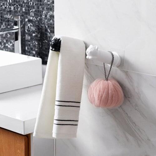 Cat Hooks Paper Towel Rack Holder Plastic Punch-Free Rack Wall Roll Storage Self Adhesive Hanging Hook For Home Bathroom Kitchen