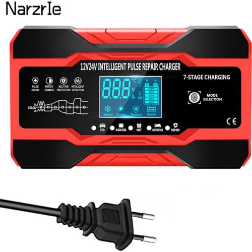 12V 10A/24V 5A Car Battery Charger LCD Display Fast Charging EU Plug New Fully Automatic Smart Car Charger For Car Motorcycle