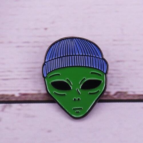Green alien pin outer space ET brooch science astronomy jewelry