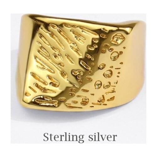 Sole Memory Hip Hop Retro Personality Fashion 925 Sterling Silver Female Resizable Opening Rings SRI813