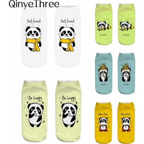 1 Pair Womens New 3D Printed Funny Cute Cartoon Creative Colorful Cool Panda Happy Daily Life Series Socks Short Sokken