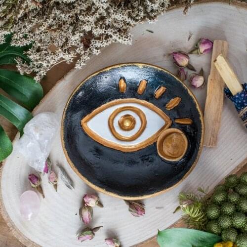 1 PCS White Eye Hand Made Palo Santo Holder | Incense | Burner | Palo Santo Burner Black Eye Palo Santo Burner