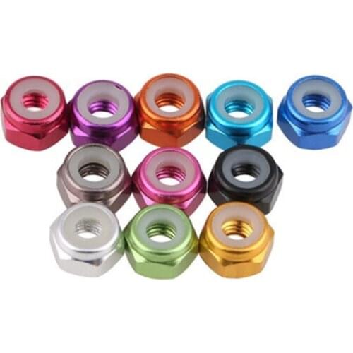 10pcs/lot M2 M3 M4 M5 Colourful Rivet Lock Aluminum Alloy Self-locking Nuts Nylon Non-slip Hex Socket Nut