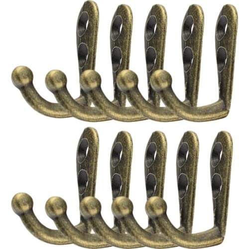 10PCS Cloth Hook Hangers Vintage Bronze Wall Hook Rustic Key Coat Bag Hat Hanger Rustic Robe Hooks Wall Hanging Hooks Coat Rack