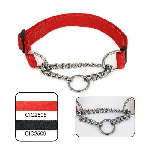 100Pcs/Lot Pet Dog Lively Denim & Nylon Choke Collar 2.5cm CIC2508