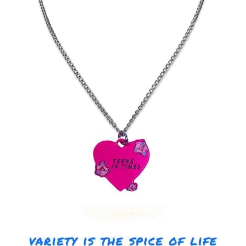 2021 New Fashion Trend Gothic Style Hip Hop Necklace Pendant Pink Heart Necklace Pendant for Men and Women Jewelry Wholesale