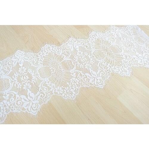 3 m/ lot LACE 30CM White High Quality Soft Off Nylon Eyelash Lace Trim Wedding Dress Fabric DIY Decorative X132