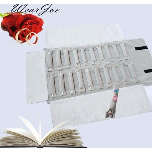 Free Shipping Velvet Ring Storage Travel Roll Bag Jewellery Display Holder Case Organizer Jewelry Package Carrier High Capacity