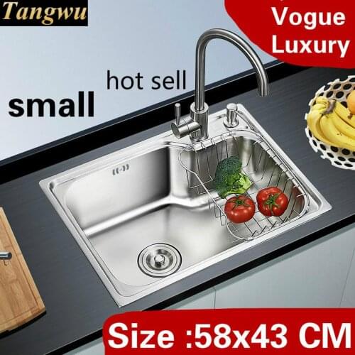 Free shipping Apartment vogue luxury small kitchen single trough sink wash vegetables 304 stainless steel 580x430 MM