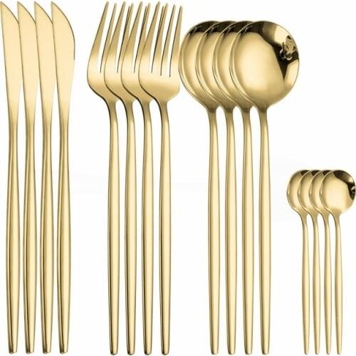 Black Tableware Forks Knives Spoons Cutlery Dinner Set Stainless Steel Cutlery Set Kitchen Flatware Set 16Pcs Luxury Dinnerware