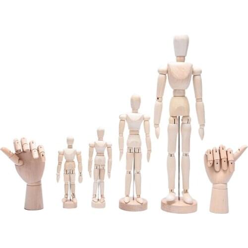 Wooden Hand Man Wood Drawing Mannequin Modle Artist Limbs Human Male Miniatures Figurines Decoration Crafts