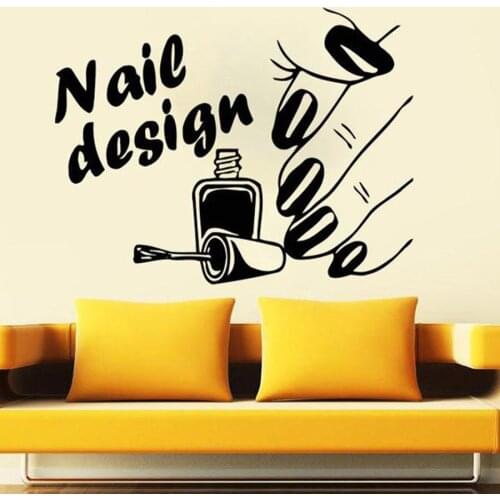 Nail Design Wall Decal Beauty Salon Art Nail Salon Manicure Interior Decoration Vinyl Wall Stickers Window Glass Mural S909